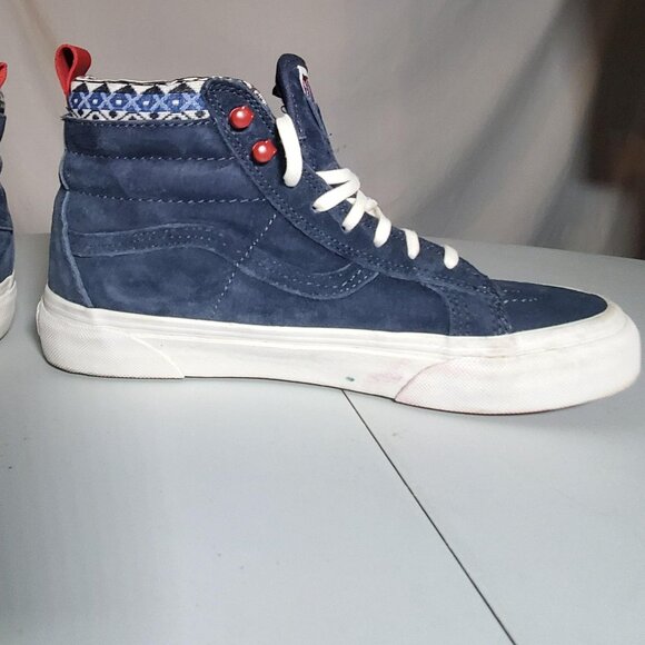 Vans Off The Wall Blue Suede High Tops Sz 7.5Mens 9Womens - Picture 10 of 16